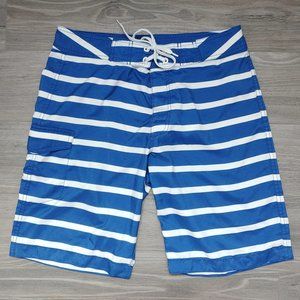 Excellent Used Condition Men's OLD NAVY Board Shorts Blue Stripe Size Medium